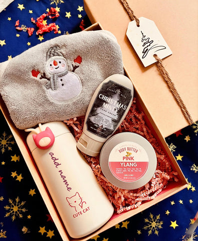 The Purr-fect Holiday Gift Box with "Personalised Name" on towel & tumbler  - Christmas 2025