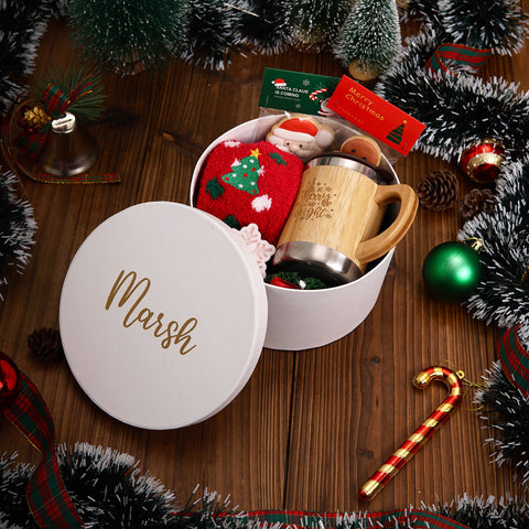 [Christmas 2023] Christmas Gift Set #02 - Stainless Steel Mug with handle and lid, Socks, Scented Candle & Cookies | (Islandwide Delivery)