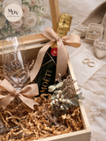 The Champagne Moment - Engraved Champagne glass in Wooden Box (Option to Add Gold Tray / Champagne)