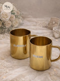 Golden Moments – Personalised Wedding Figurine with Gold Mugs in Singapore