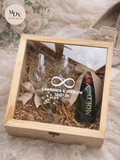The Champagne Moment - Engraved Champagne glass in Wooden Box (Option to Add Gold Tray / Champagne)