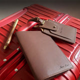 Premium Leather Travel Set - Multi-Slot Passport Holder + Luggage Tag + Wooden Pen - Father's Day Flowers & Gifts 2026