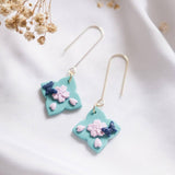 Cherry Blossom Butterfly Moroccan Polymer Clay Gold Handmade Earring