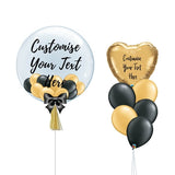 Gold & Black Personalised Balloon & Foil Balloon Bouquet Package