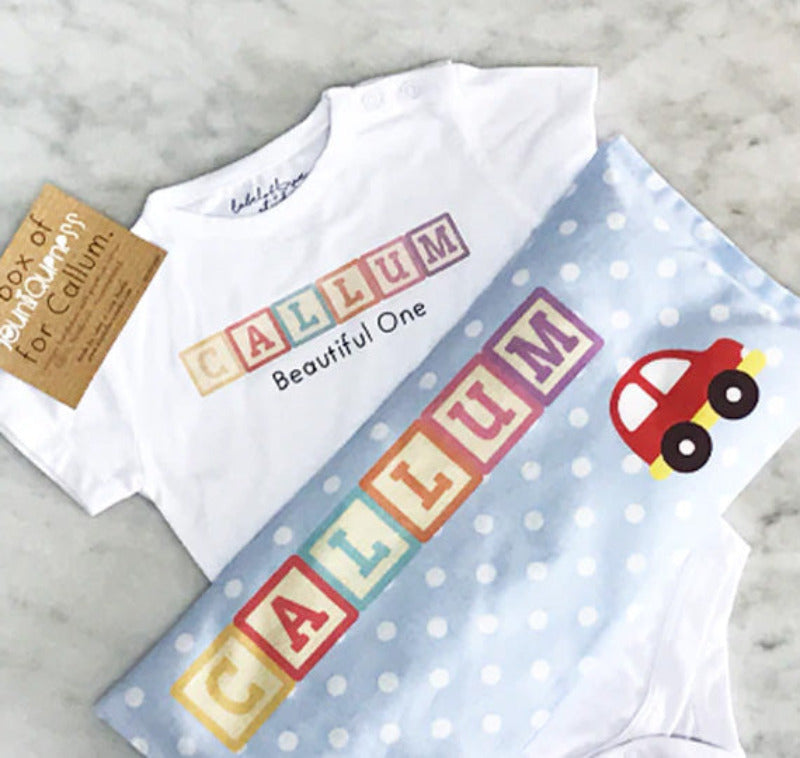 Personalised Little Beanie Gift Set - Romper + Beansprout Pillow