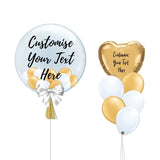 Gold & White Personalised Balloon & Foil Balloon Bouquet Package
