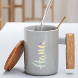 Customize Initial Wooden & Ceramic Mug