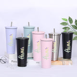 Customization Initial Stainless Steel Tumbler With Straw
