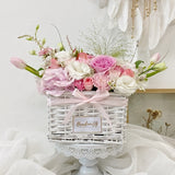 Pink & White Floral Basket