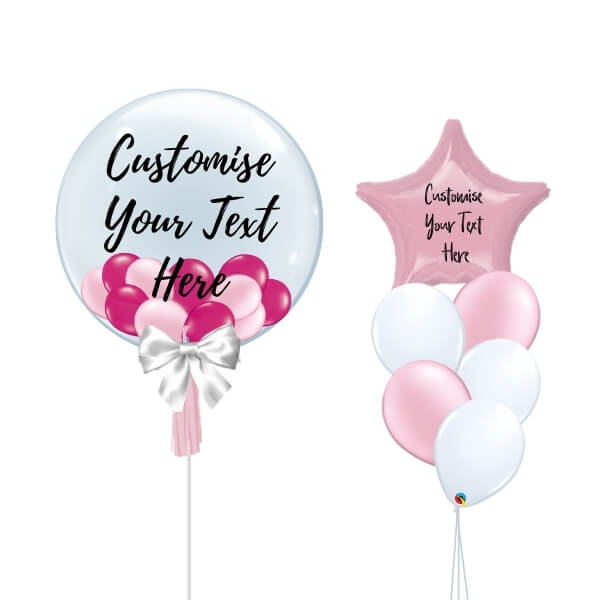 Pink & Fuchsia Personalised Balloon & Foil Balloon Bouquet Package