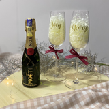 Personalised Champagne Glass Set With Champagne