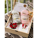 Wedding Gift - Couple Marble Short Mug with Figurine Display in Wooden Box | (Islandwide Delivery)