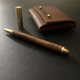 Corporate set B - Leather Business Card Holder + Wooden Pen