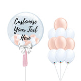Rose Gold & White Personalised & Cluster Balloon Package