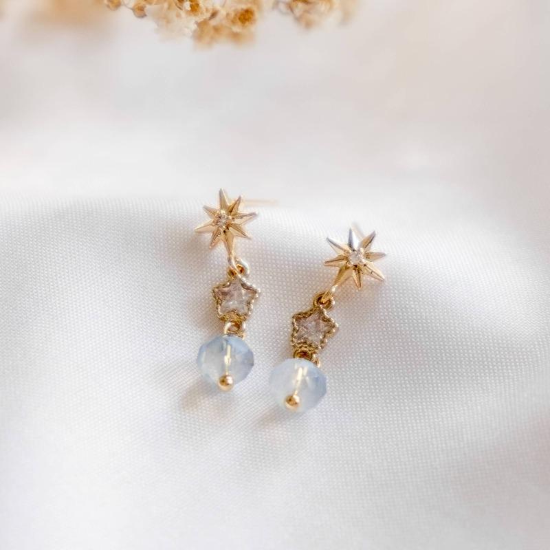 Star Moon Sky Gold Handmade Earring