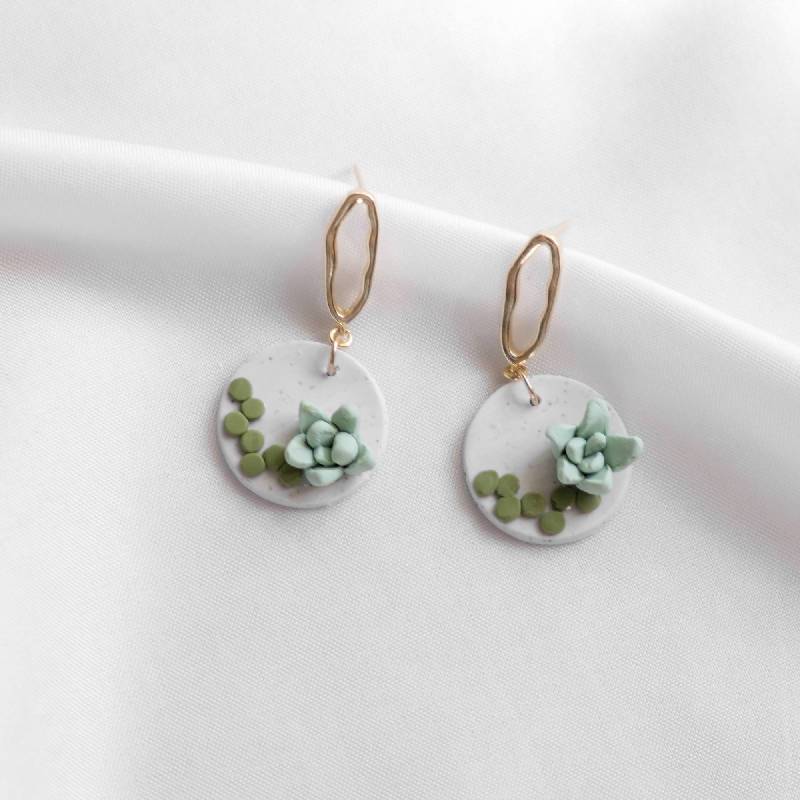 polymer clay succulent earrings Succulent Handmade Polymer Clay Earring #9 | Giftr