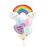 Smiling Rainbow Personalised Balloon Bouquet