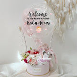 Personalised Flower x Newborn Baby Girl Hot Air Balloon