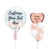 Rose Gold & White Personalised Balloon & Foil Balloon Bouquet Package