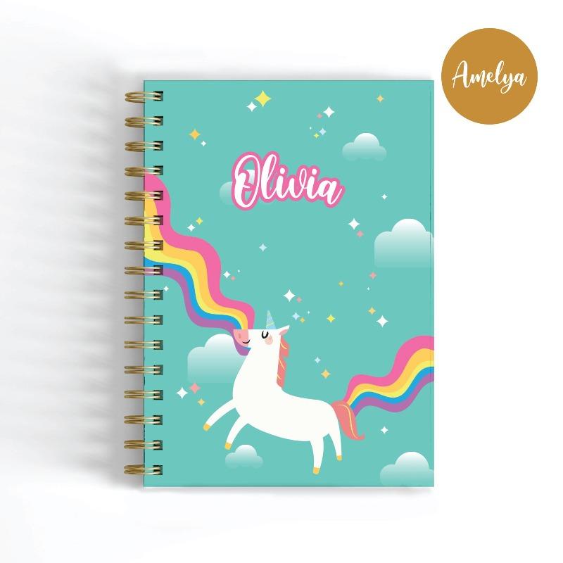 Rainbow Unicorn - A5 Wire-O Personalised Notebook
