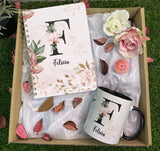 Floral Foliage Alphabet Series Mug & Journal Gift Set