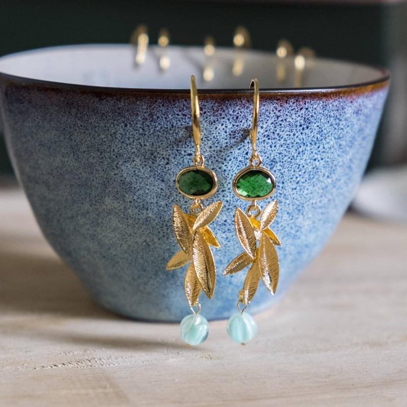 Emerald Series Handmade Gold Earring #2