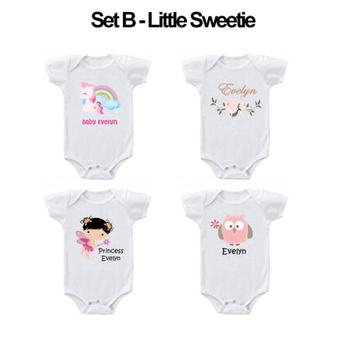 Personalised Cutie Pie Gift Set - 4 Rompers/ Tees