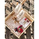 Wedding Gift - Couple Champagne Glass With Figurine Display in Wooden Box | (Islandwide Delivery)