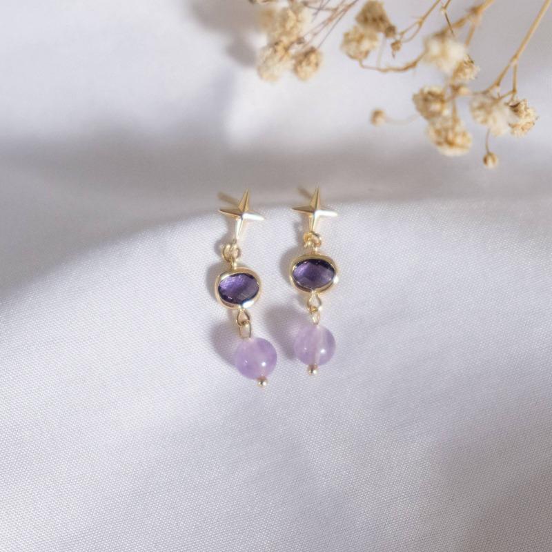 Starry Night Sparkly Star - Amethyst Purple Handmade Earring