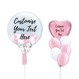 Pink & White Personalised Balloon & Foil Balloon Bouquet Package
