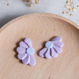 Daisy Lavender Purple Minimalist Stud Earring Polymer Clay Gold Handmade Earring