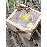 Wedding Gift - Couple Champagne Glass in Wooden Box (Option to Add Gold Tray) | (Islandwide Delivery)