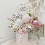 Sweet Pastel Personalized Floral Bloom Box With Balloon
