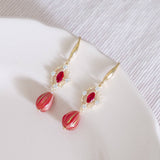Dainty Series #4 Red Handmade Gold Earring