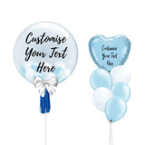 Blue & White Personalised Balloon & Foil Balloon Bouquet Package