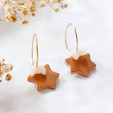 Glitter Gold Star Moon #2 Polymer Clay Gold Handmade Earring