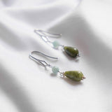 Amazonite Olivine Jade Silver Handmade Earring