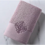 Maroon Cotton Face Towel with fine satin embroidery