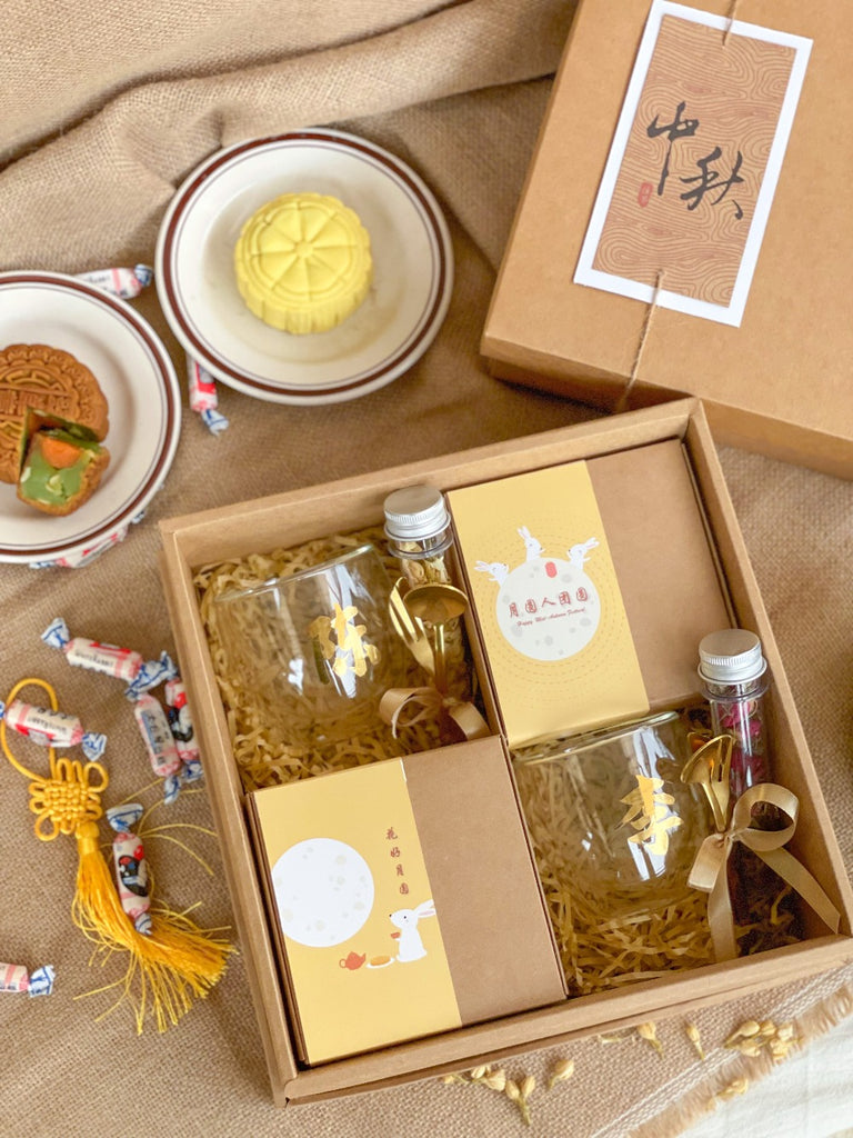 Delightful 月夕花朝 | Personalized Gift Box With Cups, Flower Tea, Cutlery & Mooncake (Mooncake Festival 2023)