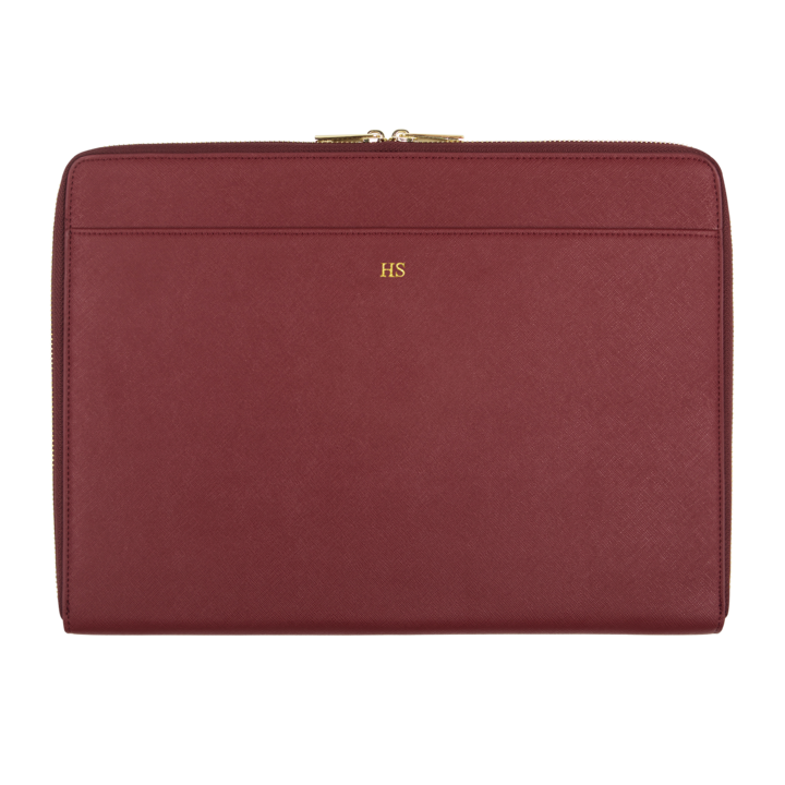 Personalized Saffiano 13"/14"/16" Laptop Sleeve - Burgundy