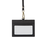 Personalized Saffiano Horizontal ID Cardholder Lanyard - Black