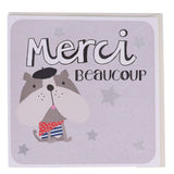 Card - Merci Beaucoup French Dog Thank You (Set of 4)