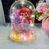 LED Preserved Flowers and Princess Glass Dome - Cheerful