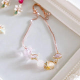 Romantic Pink Flower Jewelry Rose Gold Set