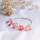 Haru Hana Spring Flower Plum Hydrangea Watermelon Red Handmade Bracelet