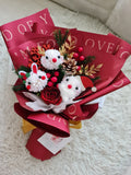 Christmas Trio Character Preserved Flower Bouquet (Reindeer, Bunny, Santa Claus) [Christmas 2023 | New Year 2024]