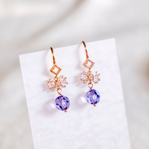 Tanzanite Dec Birthstone Twinkling Winky Christmas Handmade Gold Earrings  - Christmas 2025