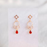 Red Sparkles Twinkling Winky Christmas Handmade Gold Earrings Chinese New Year 2024