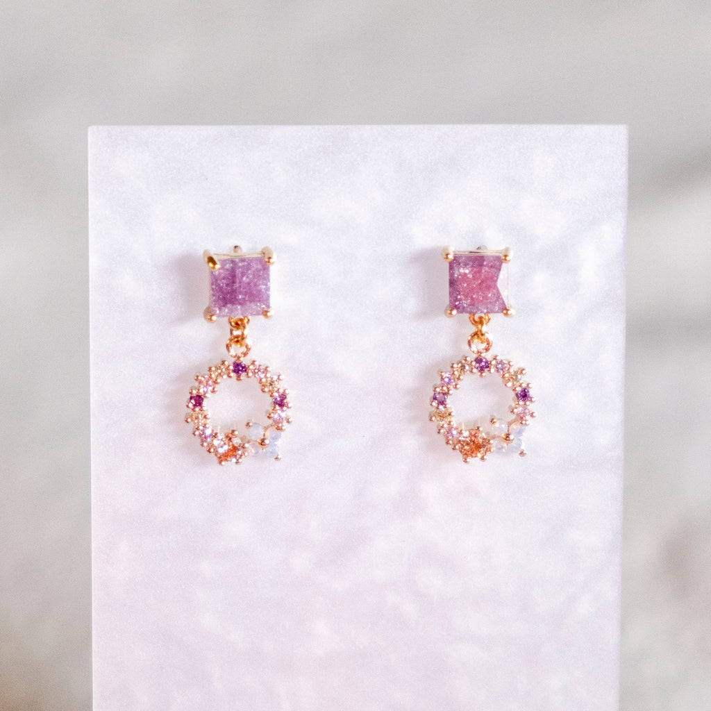 Purple earrings deals online shopping