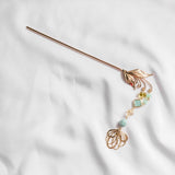 Oriental Beauty Leaf Flower Mint Turquoise Hair Chopstick/Bookmark
